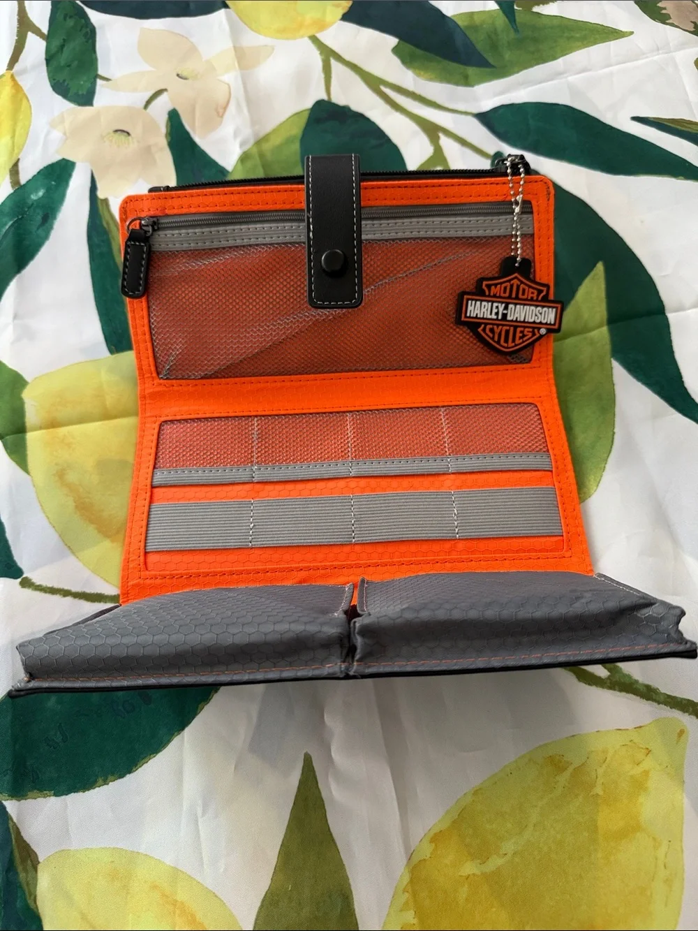 Harley-Davidson Black Wallet with Orange Logo Charm